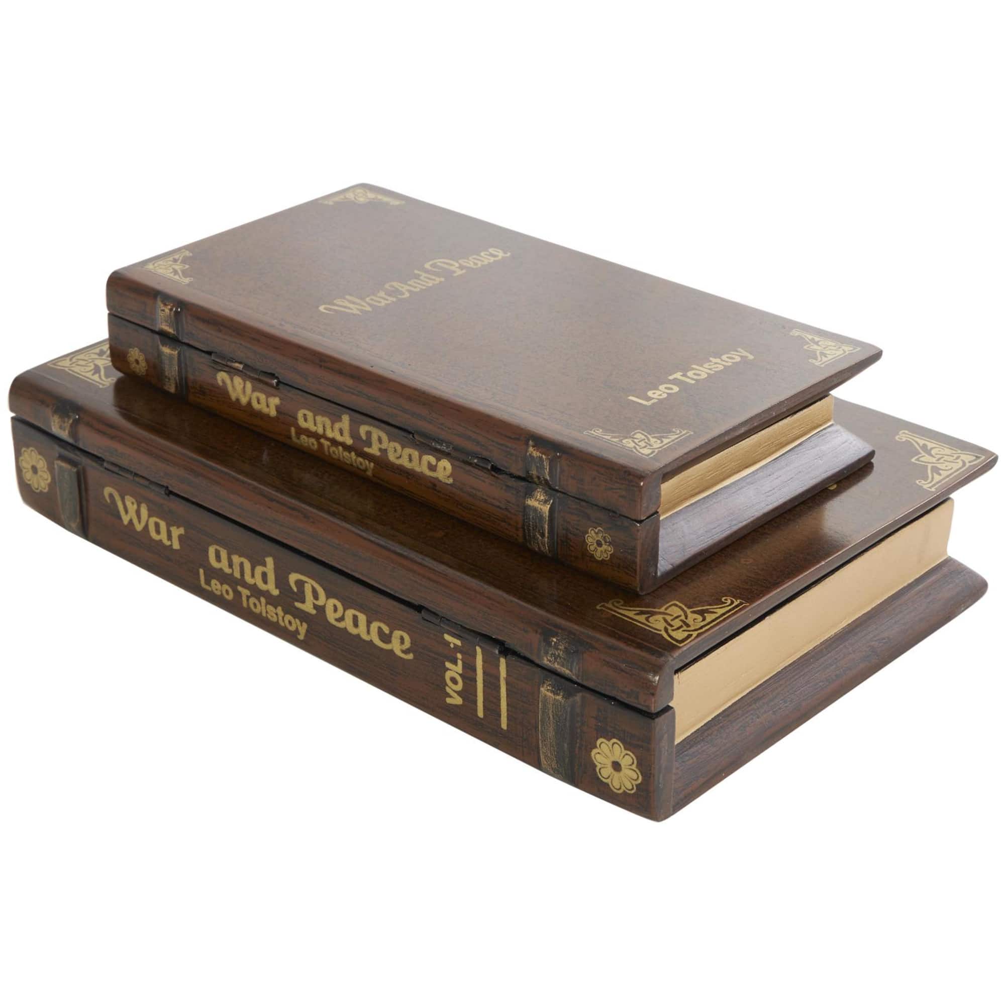 Brown War & Peace Storage Faux Book Box Set